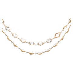 Topaze blanche Collier de 34" en or jaune 18K