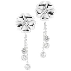 White Topaz Blossom Graduated Stone Drop Earrings