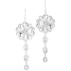 White Topaz Blossom Mixed Stone Drop Earrings
