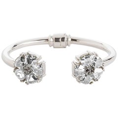 White Topaz Blossom Stone Hinge Bracelet