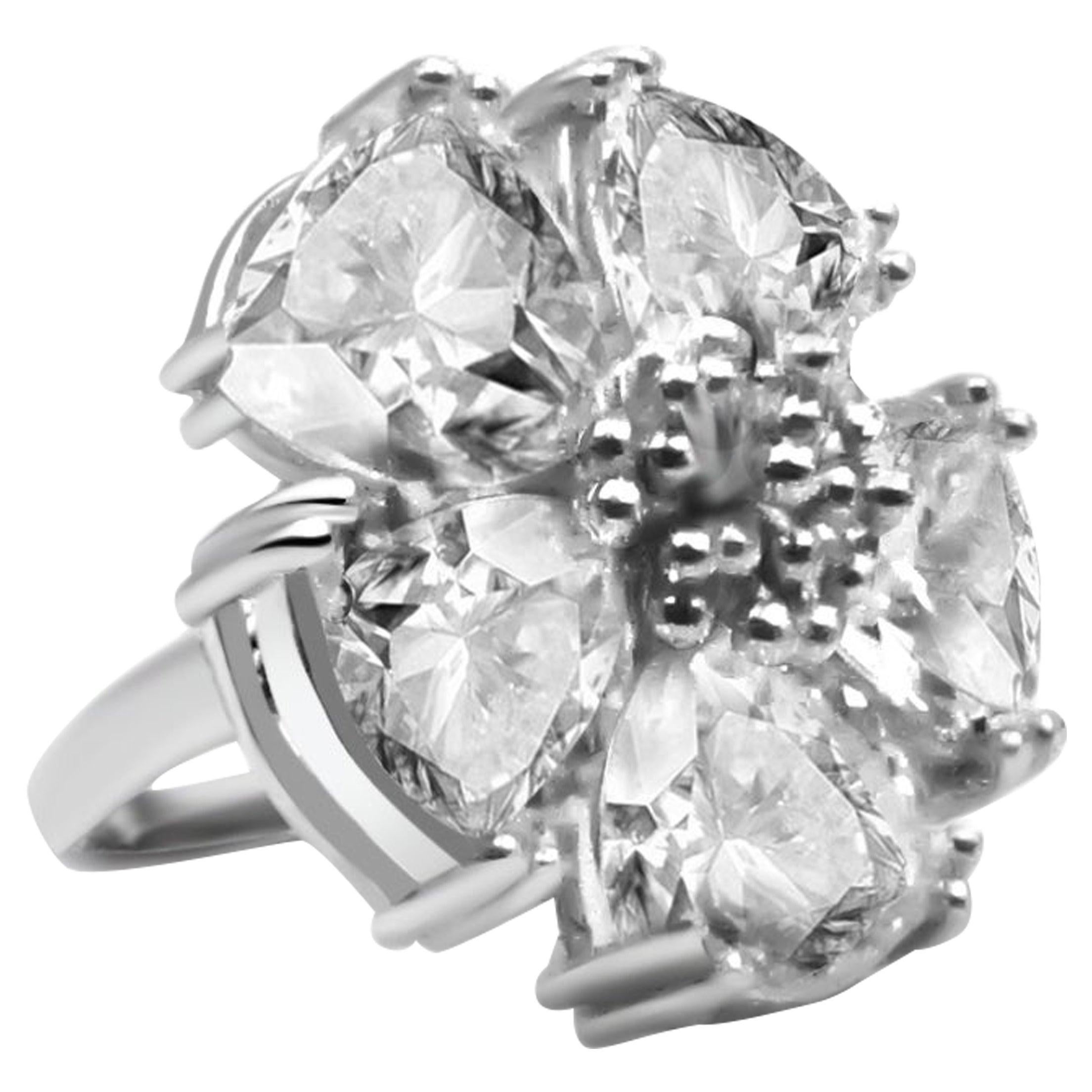 For Sale:  White Topaz Blossom Stone Ring