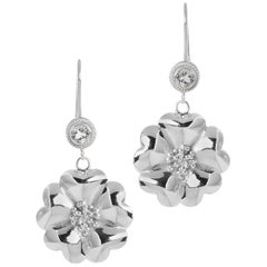 White Topaz Blossom Stone Wire Hook Earrings