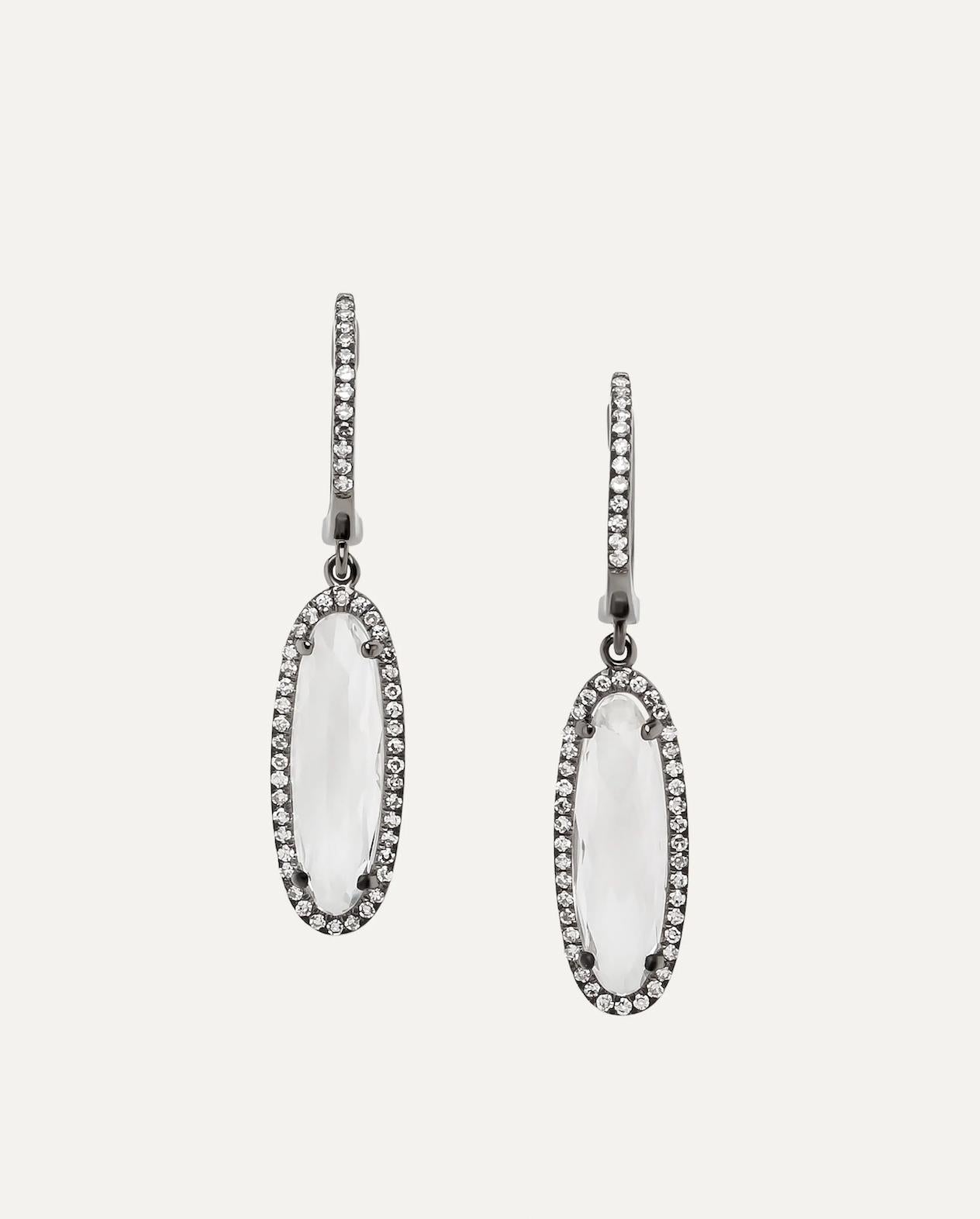 White Topaz Diamond Earrings are a dazzling example of classic beauty and understated luxury. These earrings feature white topaz gemstones, renowned for their exceptional clarity and brilliance, delicately framed by sparkling diamonds. The