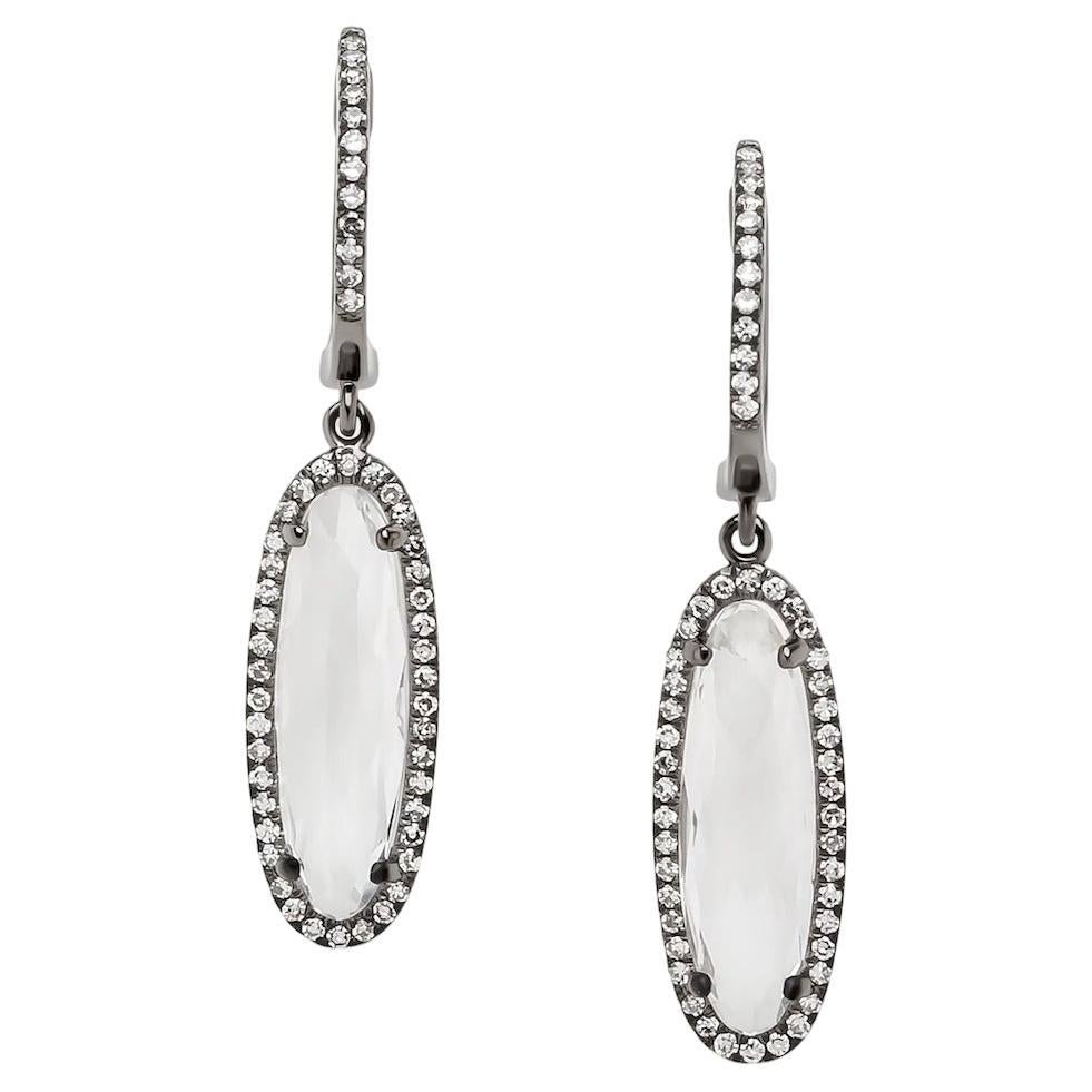 White Topaz Diamond Earrings For Sale