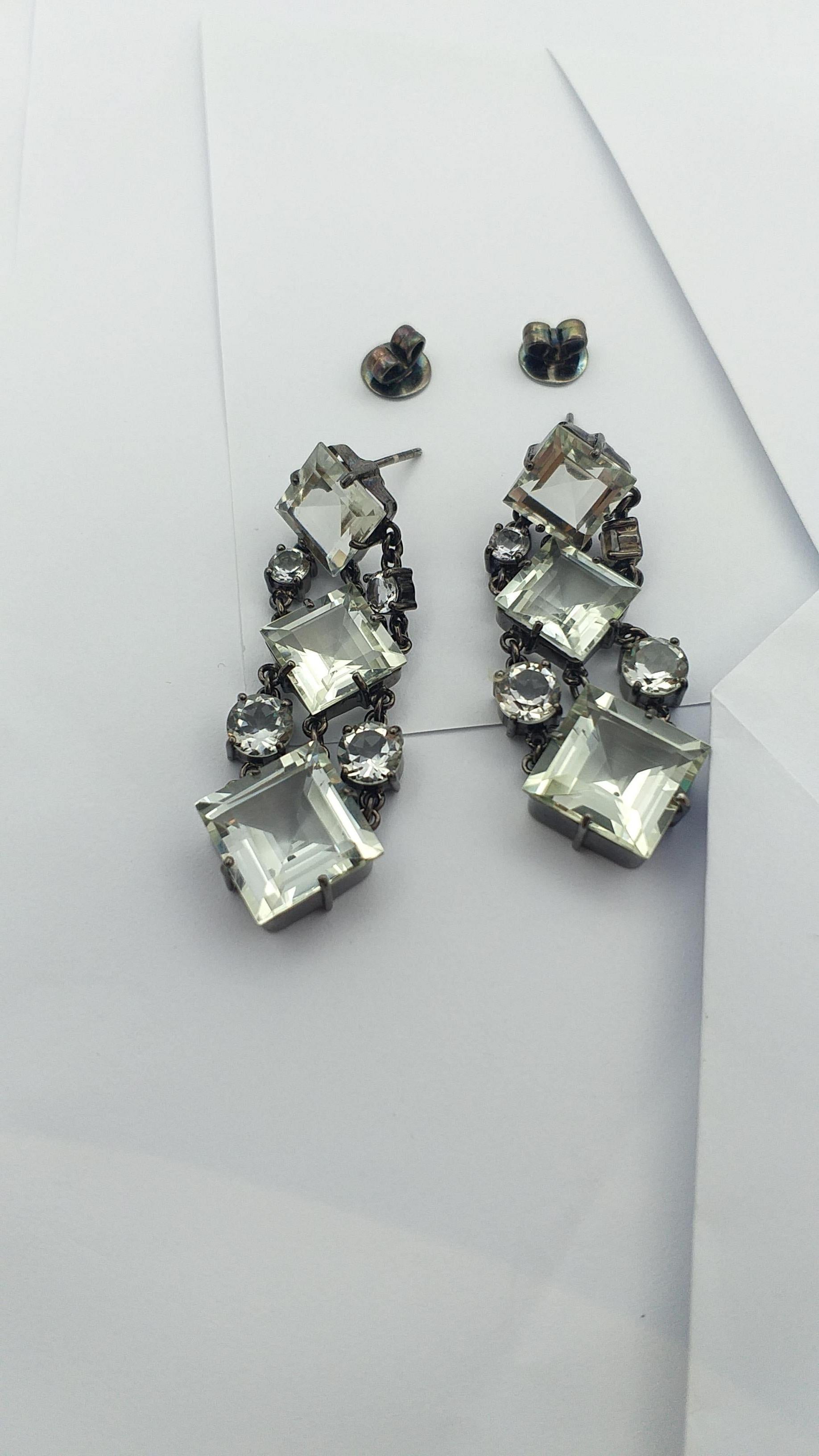 Women's White Topaz Earrings set in Silver Settings For Sale