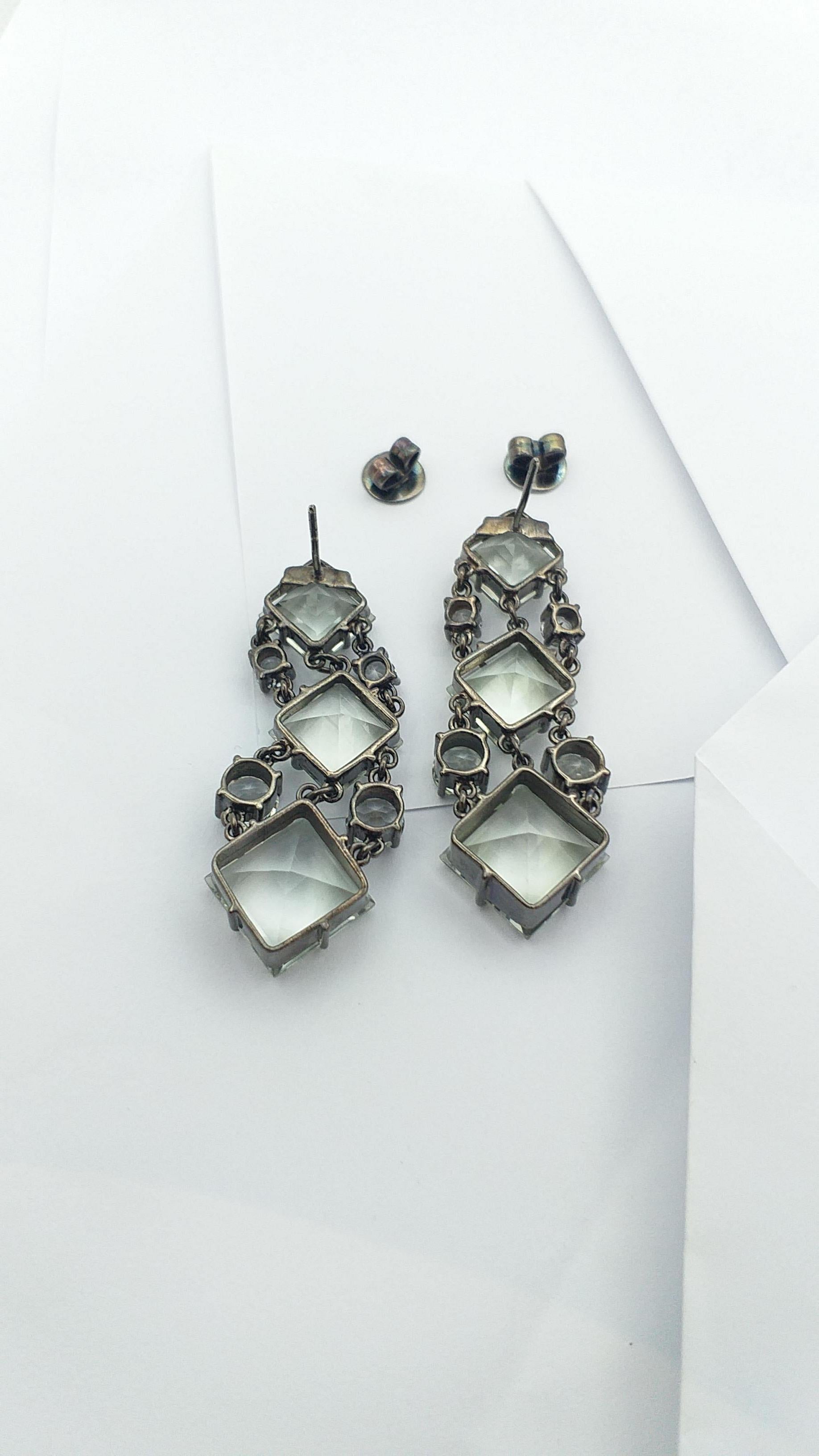 White Topaz Earrings set in Silver Settings For Sale 1