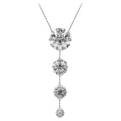 White Topaz Graduated Blossom Stone Lariat Necklace