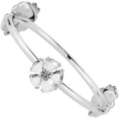 White Topaz Mixed Blossom Stone Bangle Bracelet