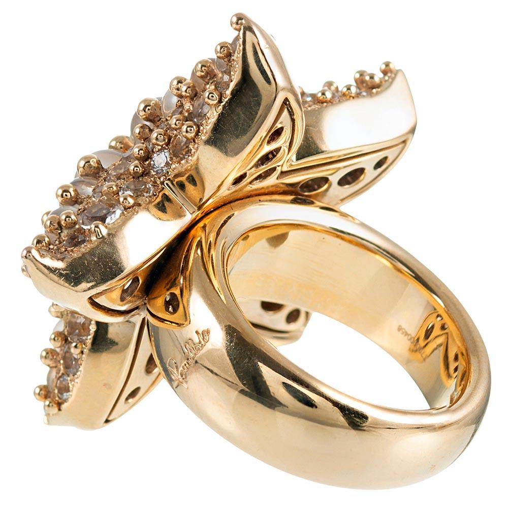 Women's or Men's White Topaz and Moonstone Starfish Ring, Signed “Pomellato”