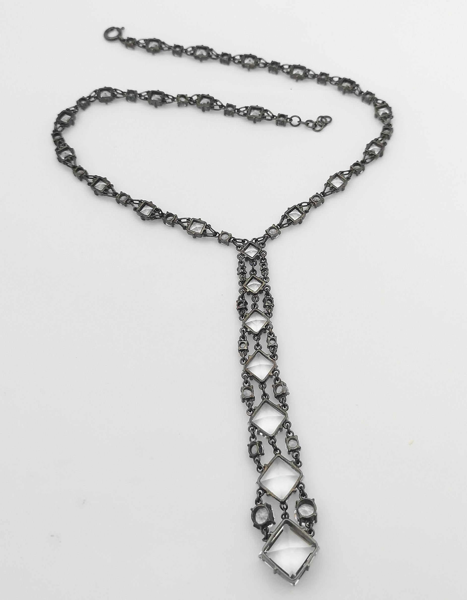 White Topaz Necklace set in Silver Settings For Sale 5