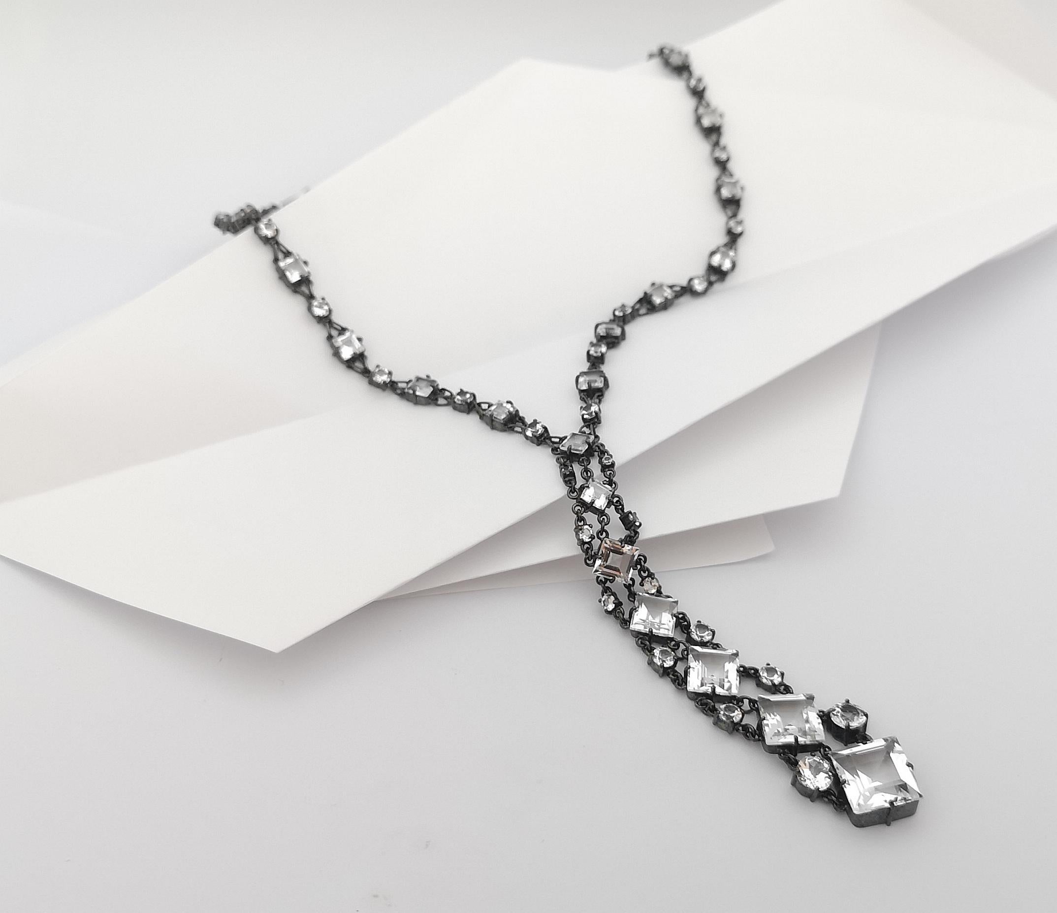 Women's White Topaz Necklace set in Silver Settings For Sale