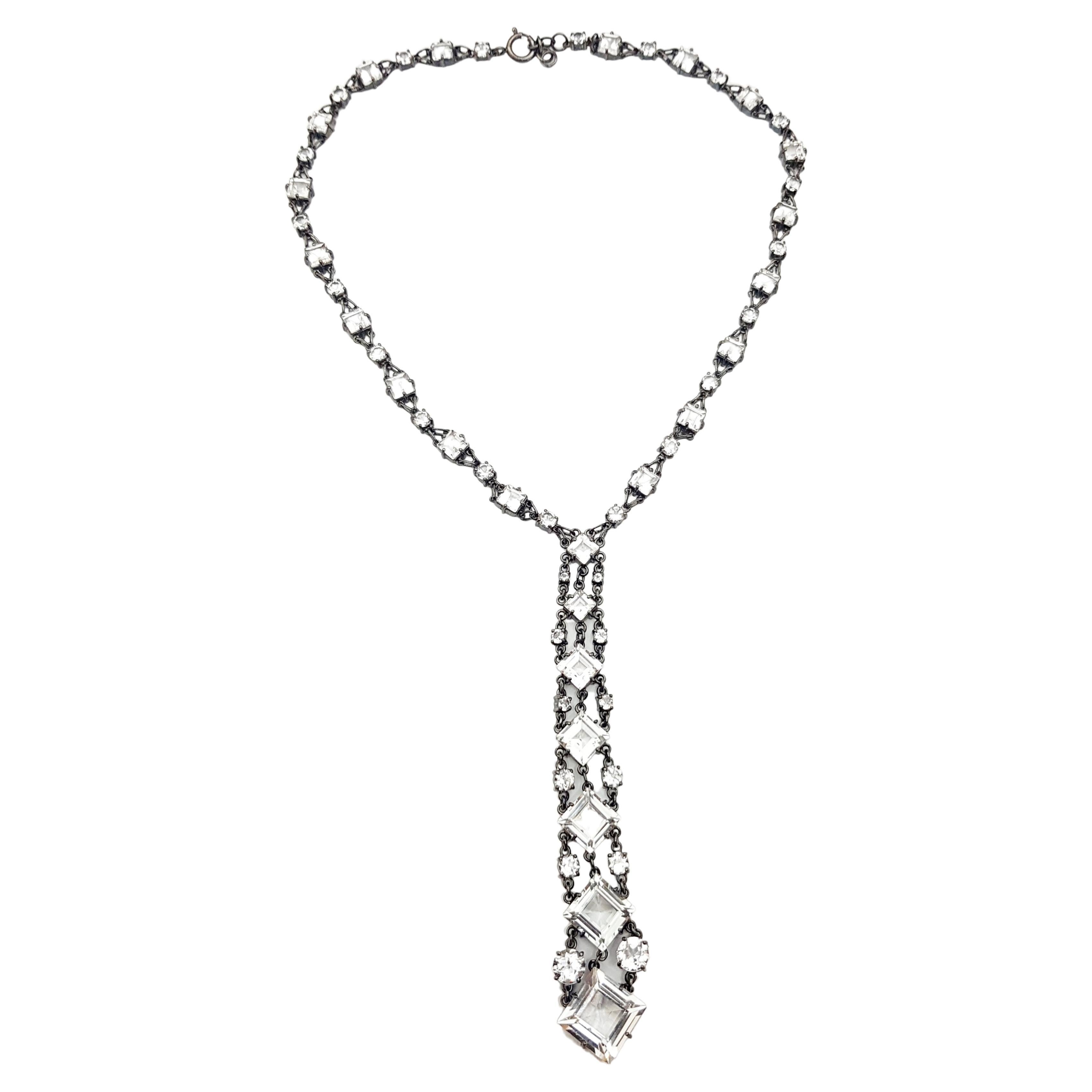 White Topaz Necklace set in Silver Settings For Sale