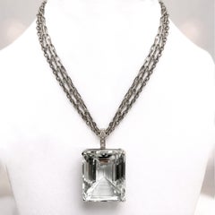 Collar Paradizia N3831 con colgante de topacio blanco de 80 quilates y diamantes, con triple cadena
