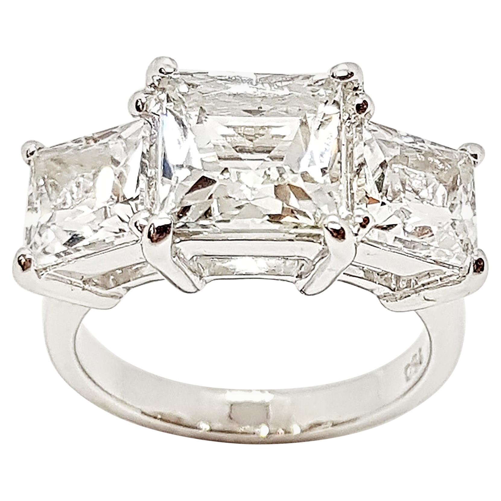 White Topaz Ring Set in 18 Karat White Gold Settings For Sale