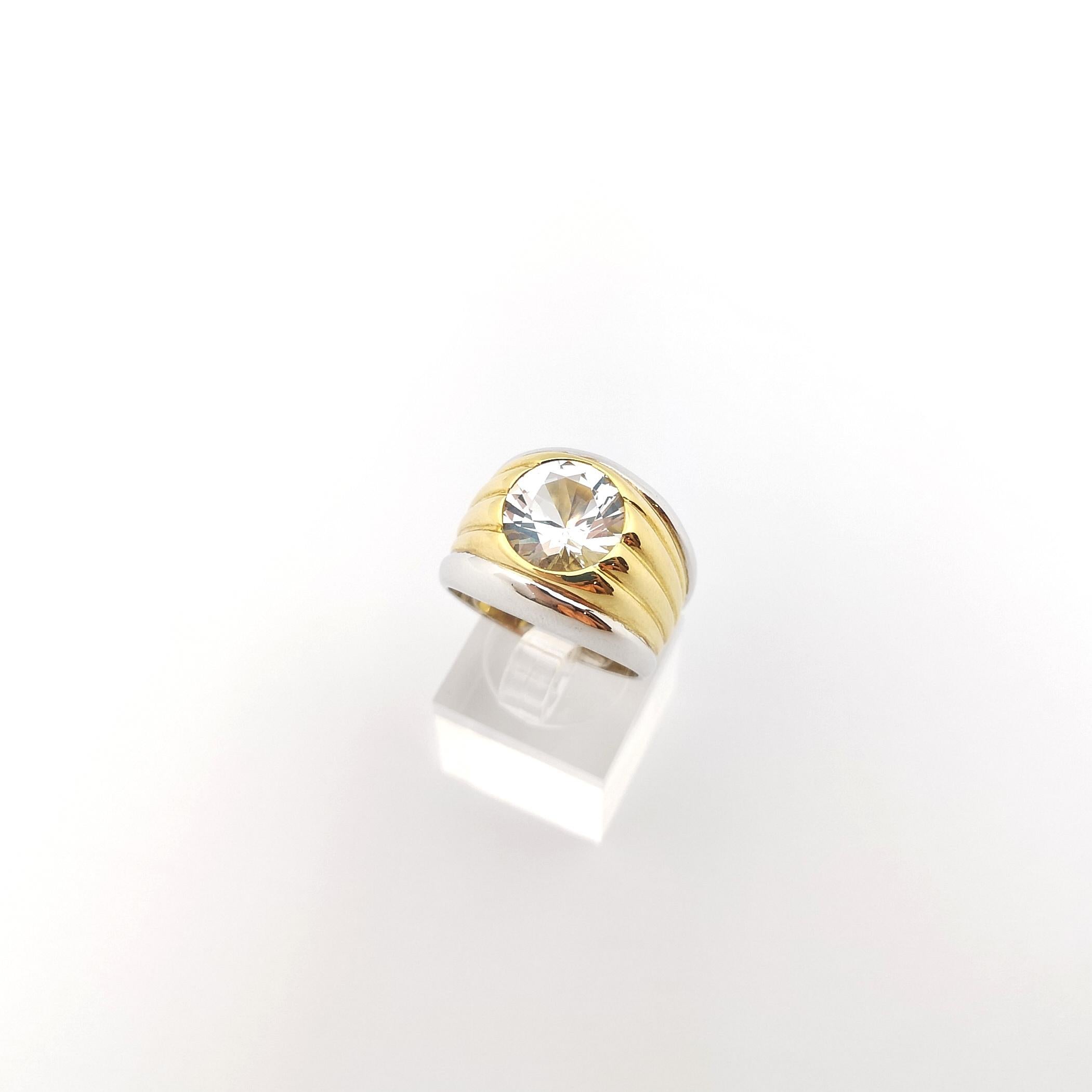 White Topaz Ring set in 18K Yellow/White Gold Settings For Sale 11