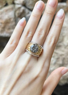 White Topaz Ring set in 18K Yellow/White Gold Settings