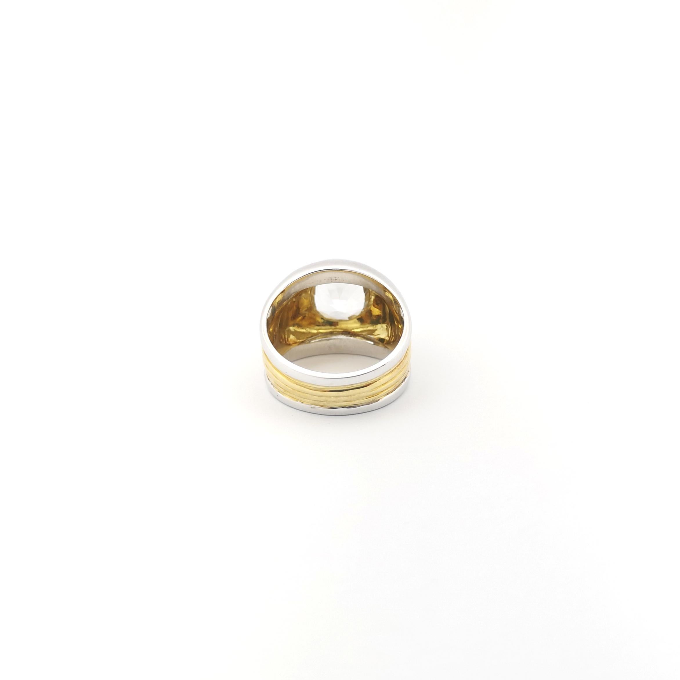 White Topaz Ring set in 18K Yellow/White Gold Settings For Sale 2