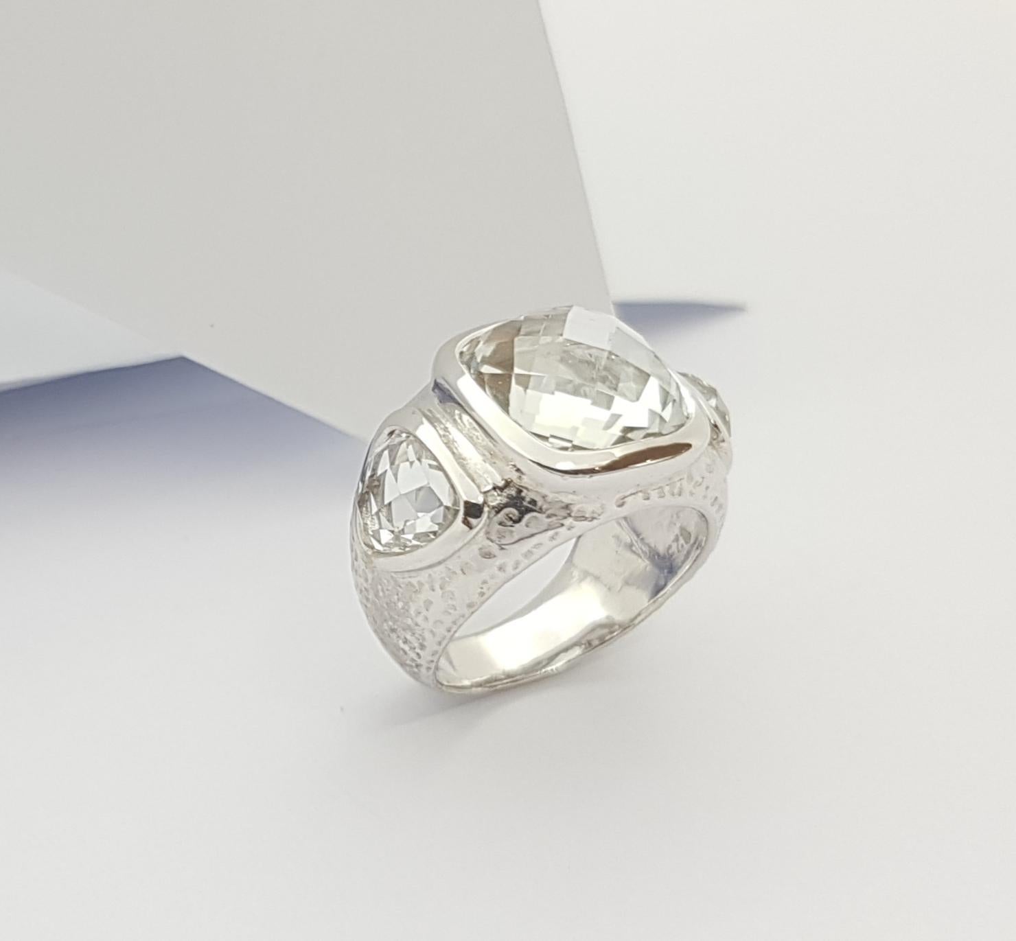 Contemporary White Topaz  Ring set in Silver Settings For Sale