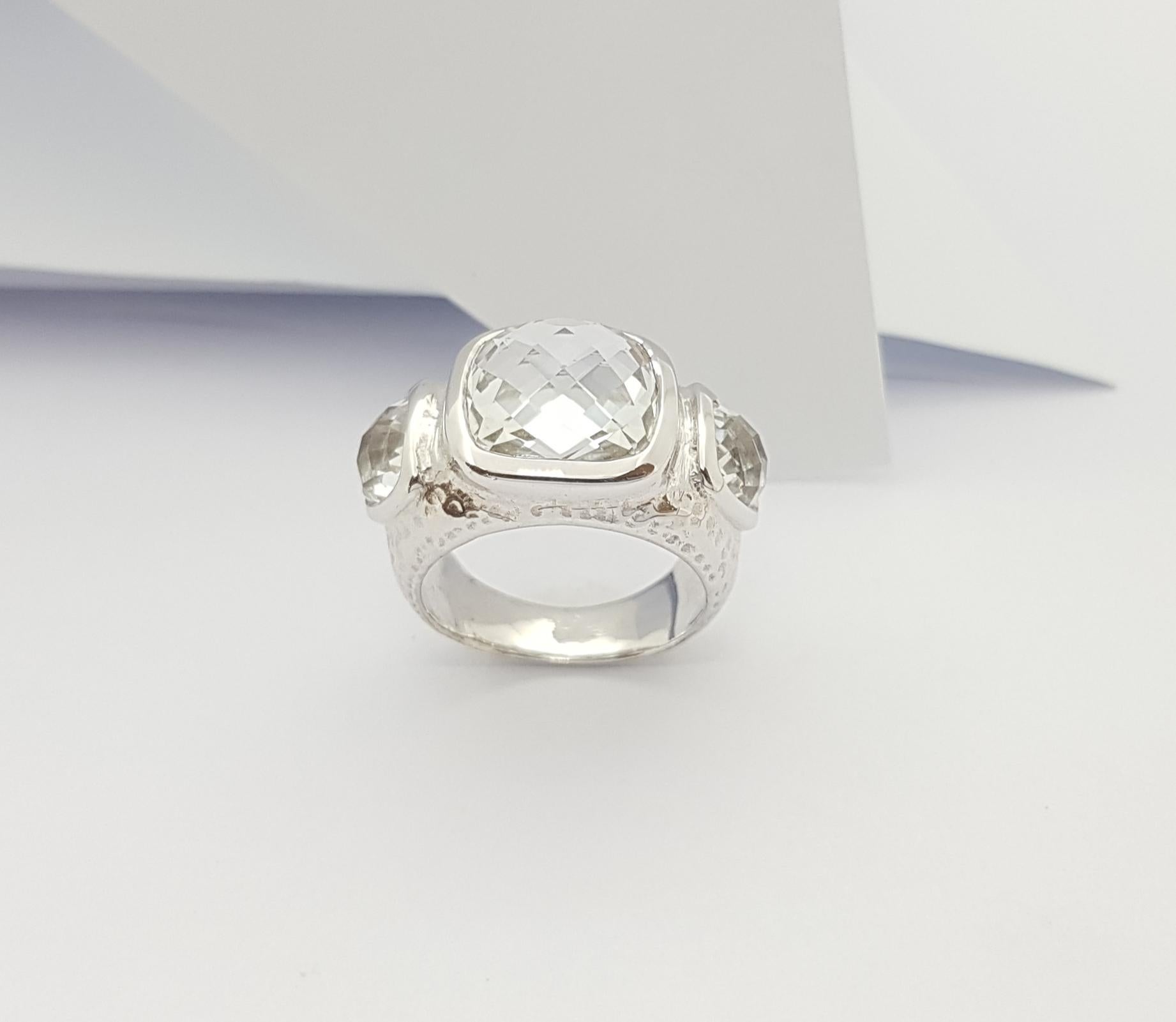 Mixed Cut White Topaz  Ring set in Silver Settings For Sale