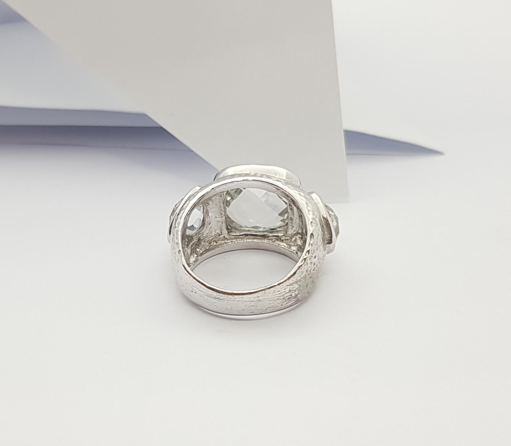 Women's or Men's White Topaz  Ring set in Silver Settings For Sale