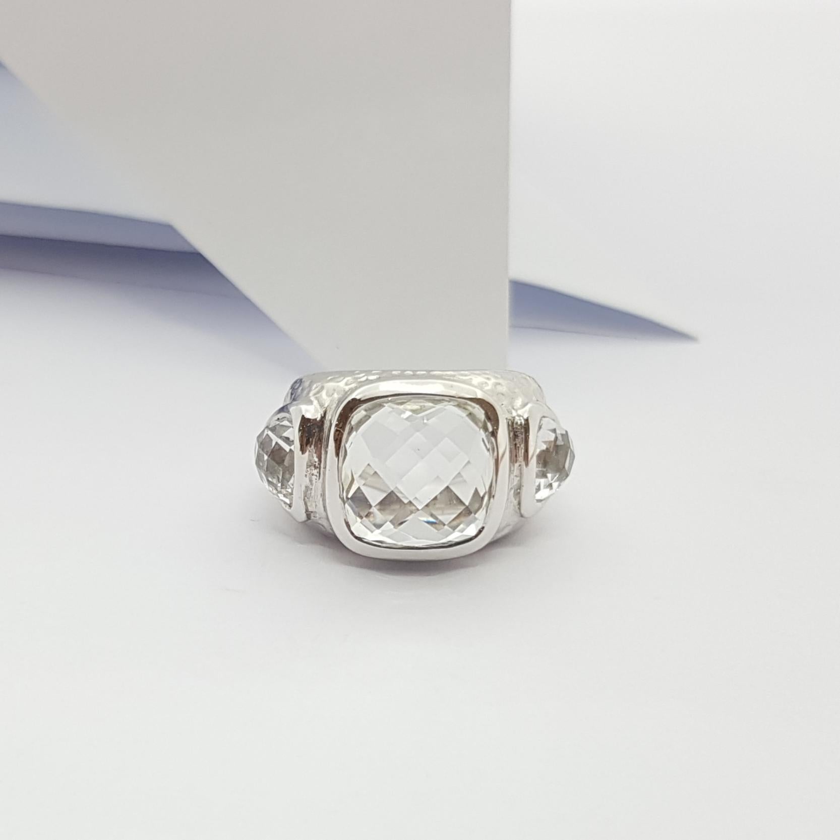 White Topaz  Ring set in Silver Settings For Sale 2
