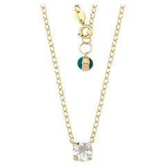 14k Gold White Topaz  Solitaire Chain Necklace
