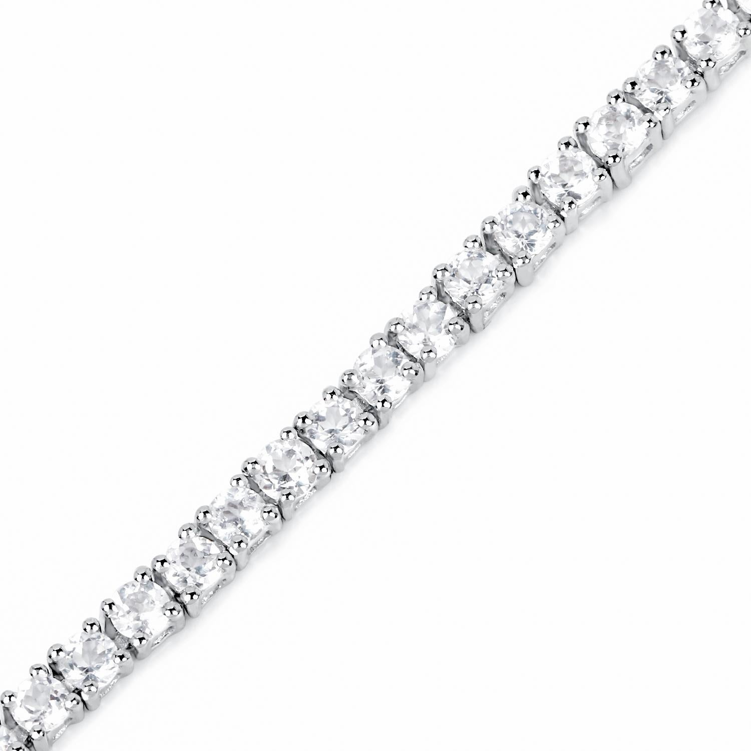 Weißer Topas Tennisarmband 4,95 Karat Sterling Silber im Zustand „Hervorragend“ im Angebot in Aliso Viejo, CA