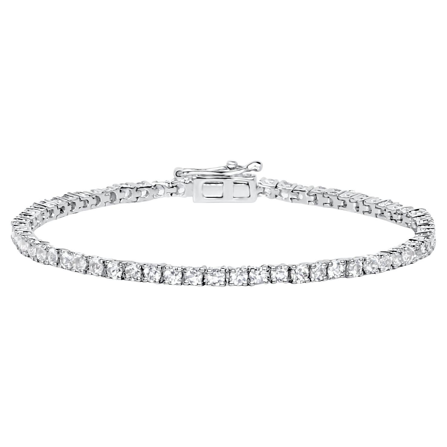 Weißer Topas Tennisarmband 4,95 Karat Sterling Silber im Angebot