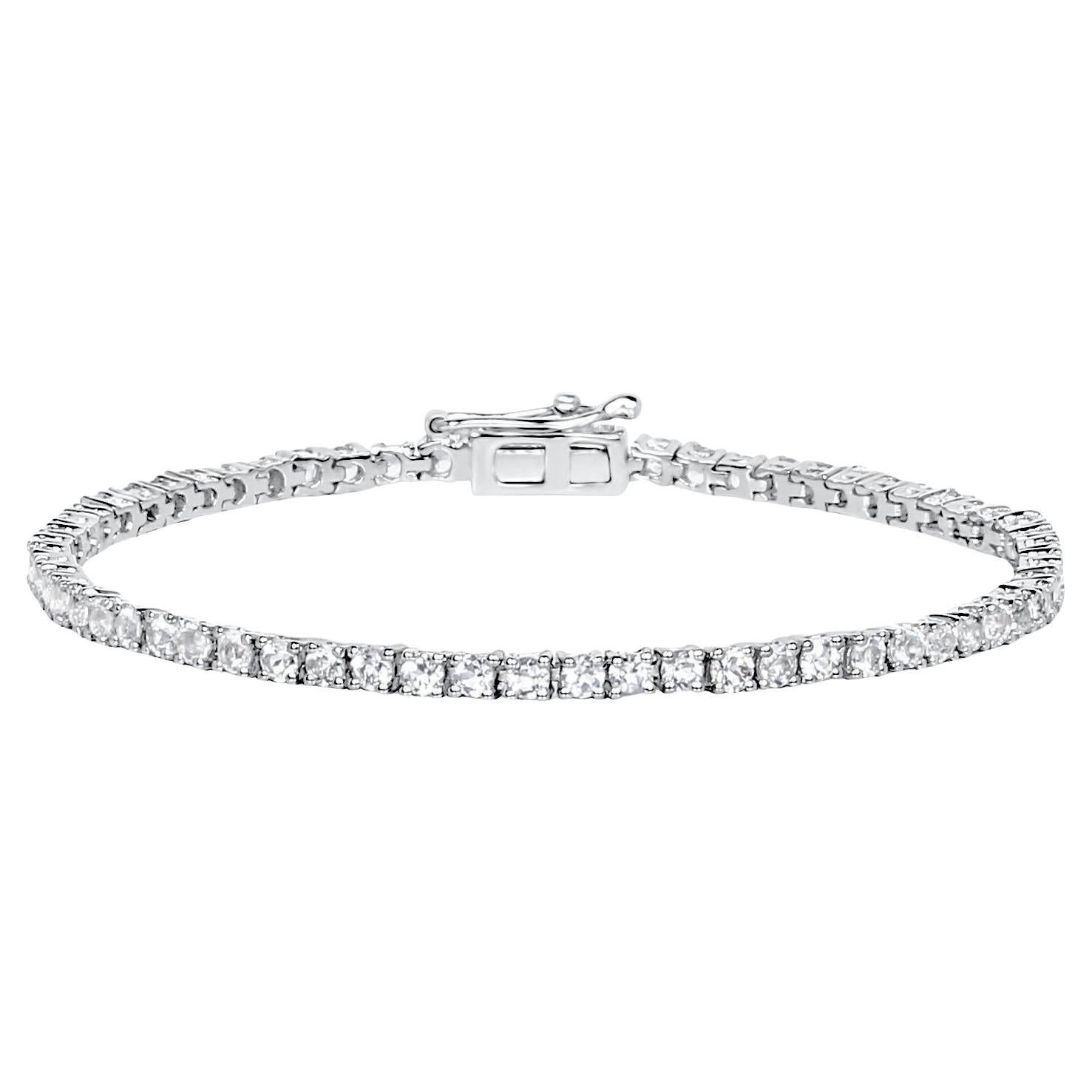 White Topaz Tennis Bracelet 4.95 Carats Sterling Silver For Sale