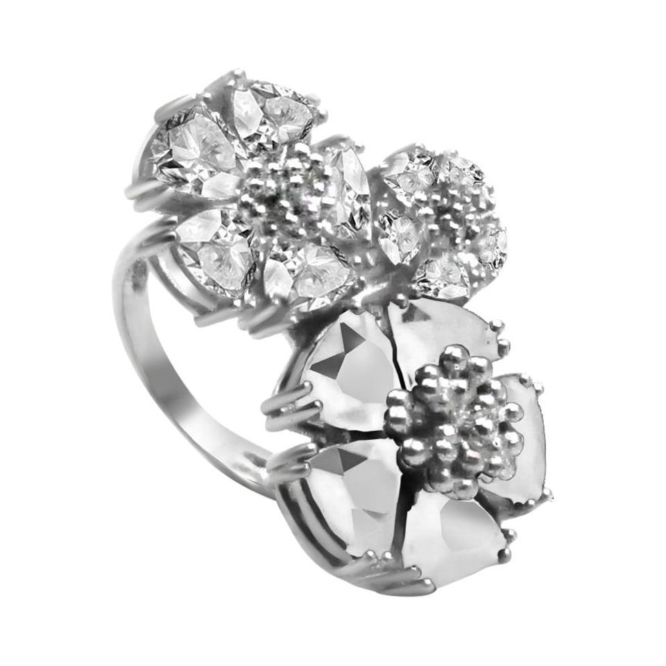 For Sale:  White Topaz Trifecta Blossom Stone Ring