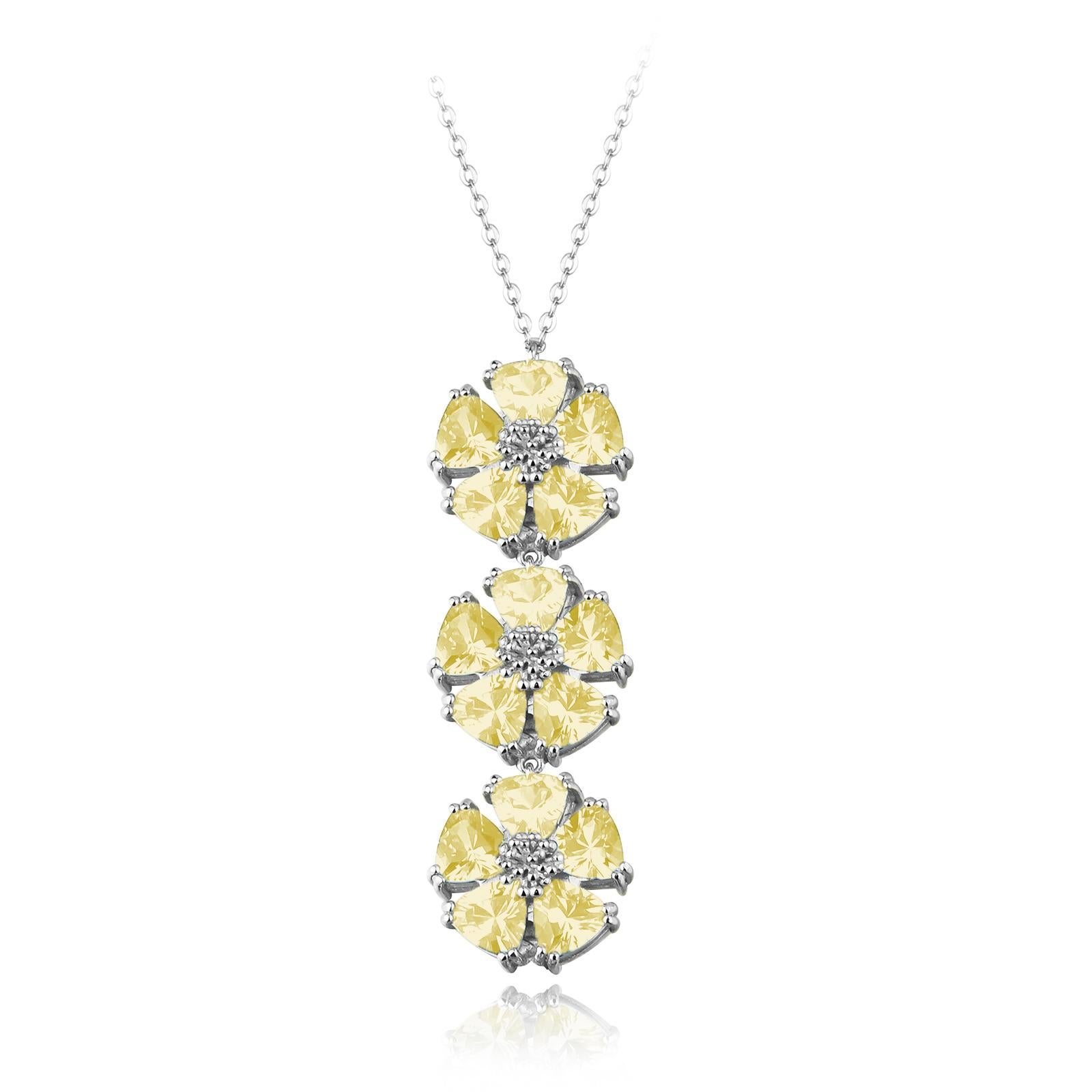 White Topaz Triple Blossom Stone Lariat Necklace For Sale 2