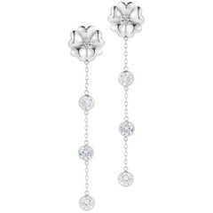 White Topaz Triple Stone Drop Blossom Earrings
