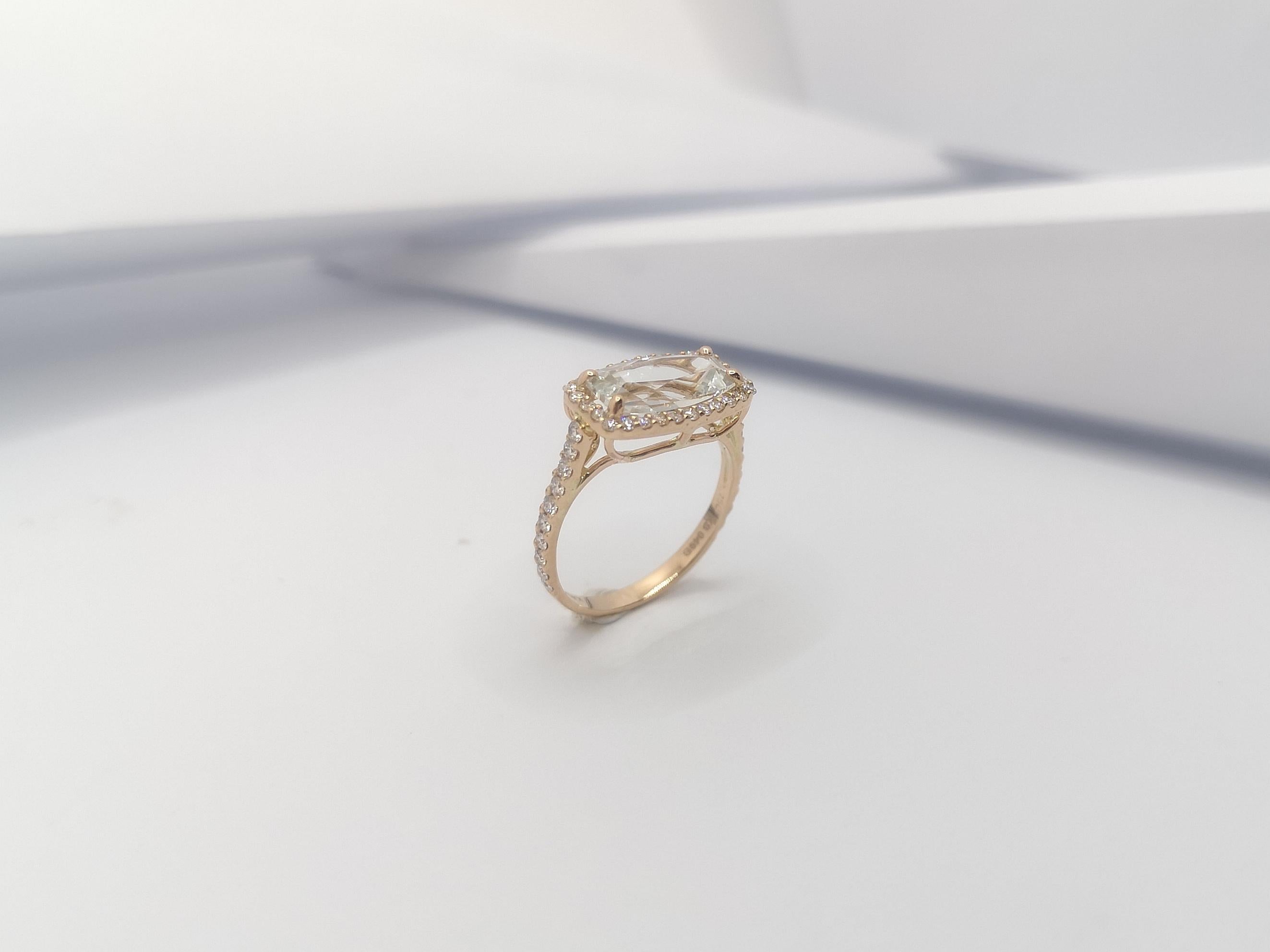 White Topaz with Diamond Ring Set in 18 Karat Rose Gold Settings For Sale 9