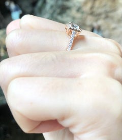 White Topaz with Diamond Ring Set in 18 Karat Rose Gold Settings