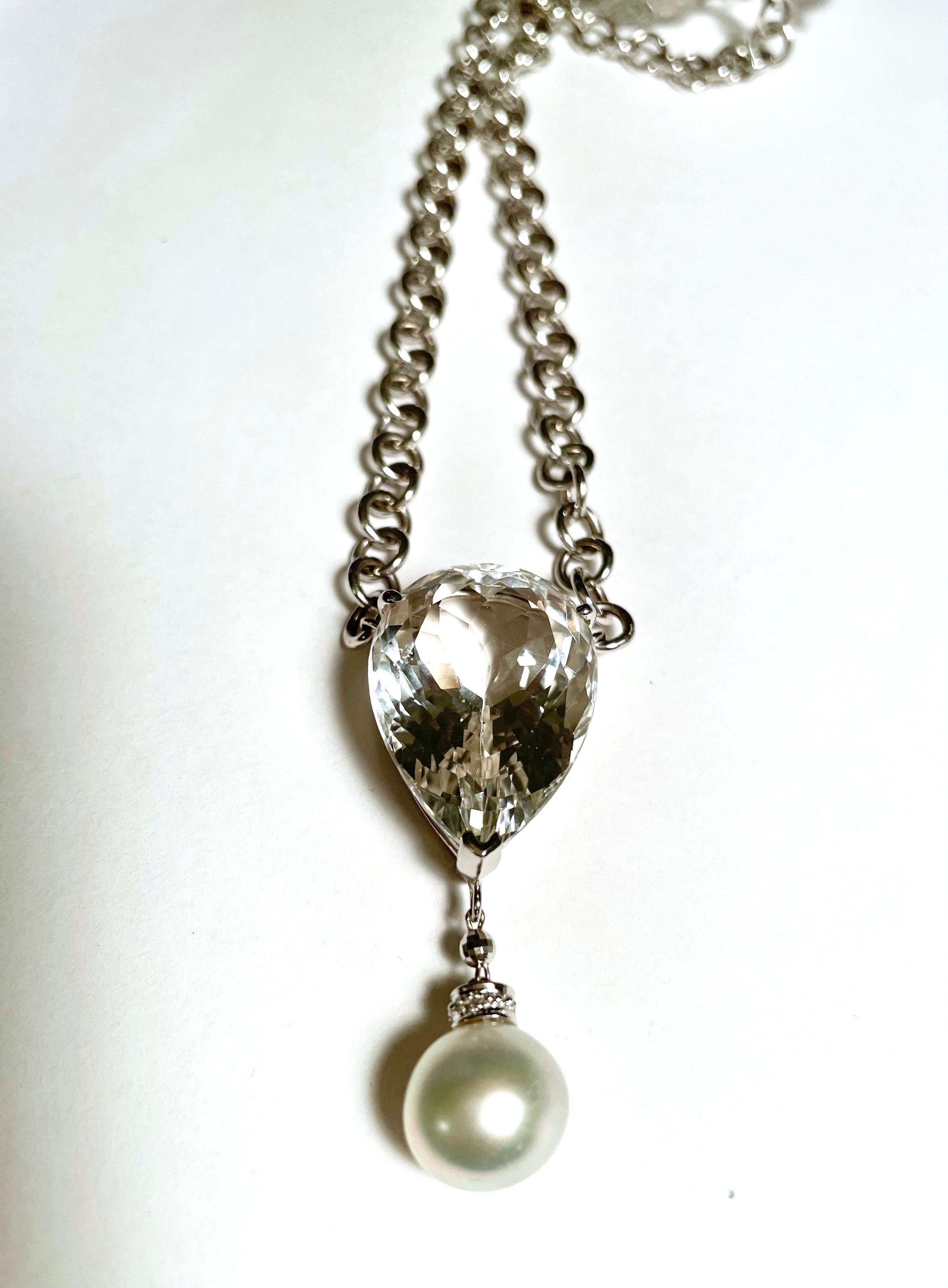 pearl and white topaz necklace