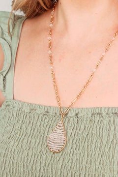 White Topaz, Zircon, 14K Gold Filled Wire Wrapped Pendant Necklace 22”