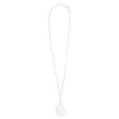 White Topaz, Zircon, 14K Gold Filled Wire Wrapped Pendant Necklace 22”