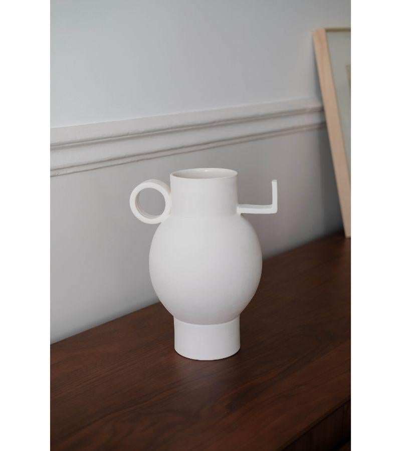 French White Torus Vase by Lea Ginac