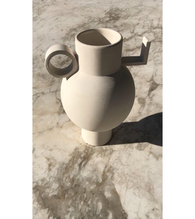 Hand-Crafted White Torus Vase by Lea Ginac For Sale