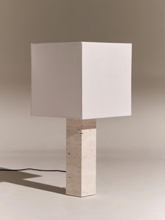White Travertine Large Roma 1 Square Table Lamp by NASSI