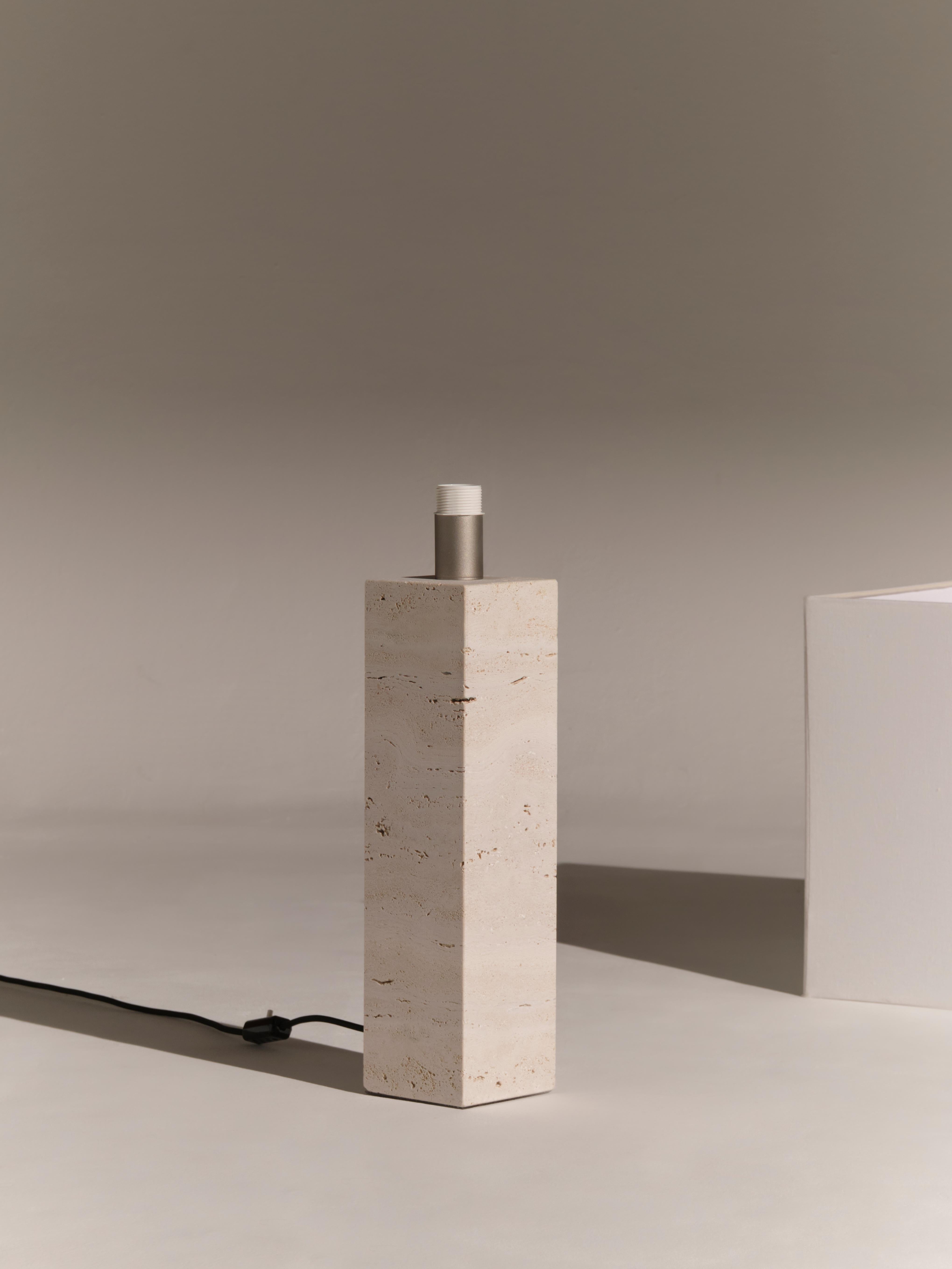 Italian White Travertine Large Roma 1 Square Table Lamp by NASSI For Sale