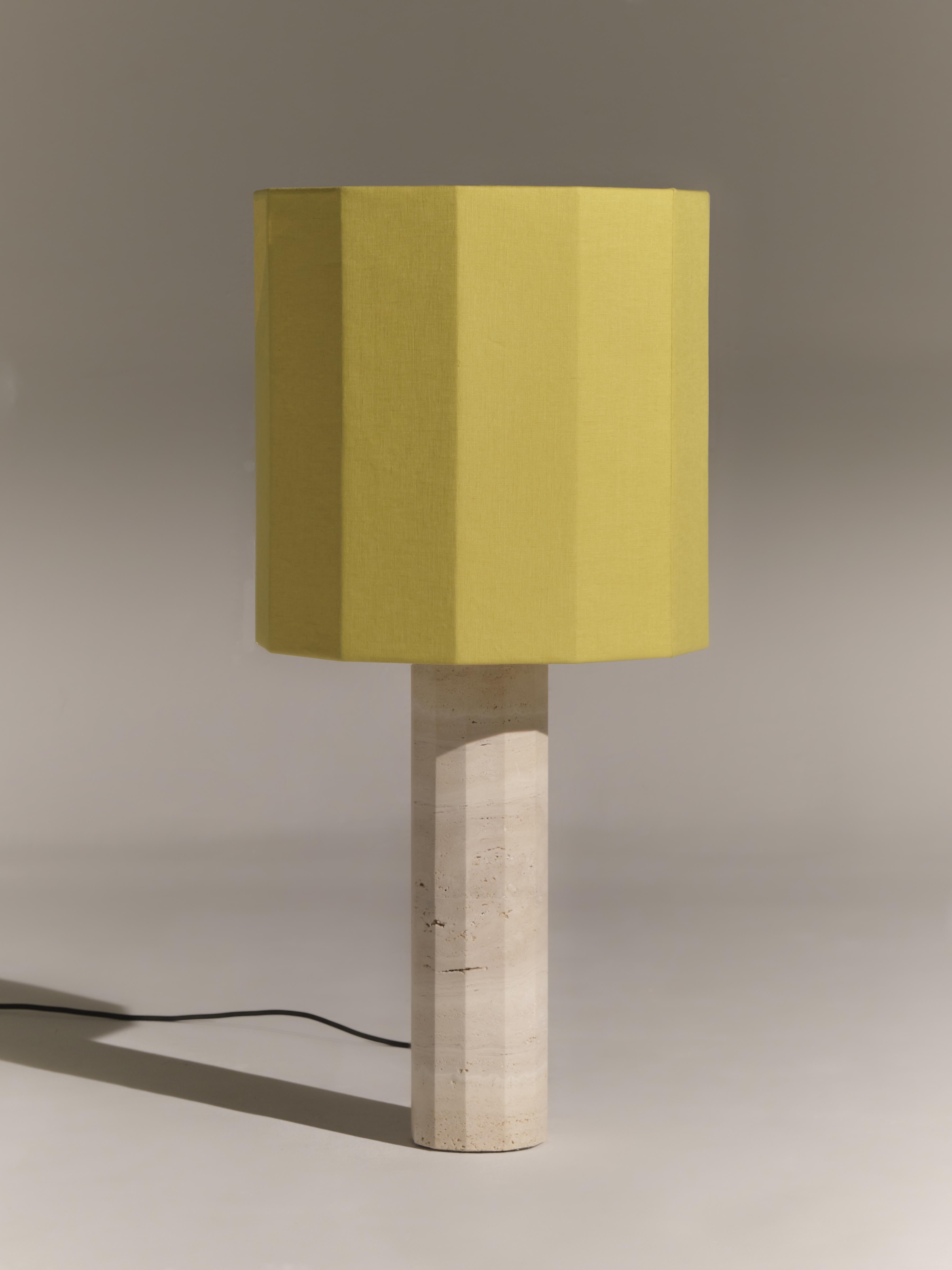 Post-Modern White Travertine Large Roma II Dodecagon Table Lamp by NASSI For Sale