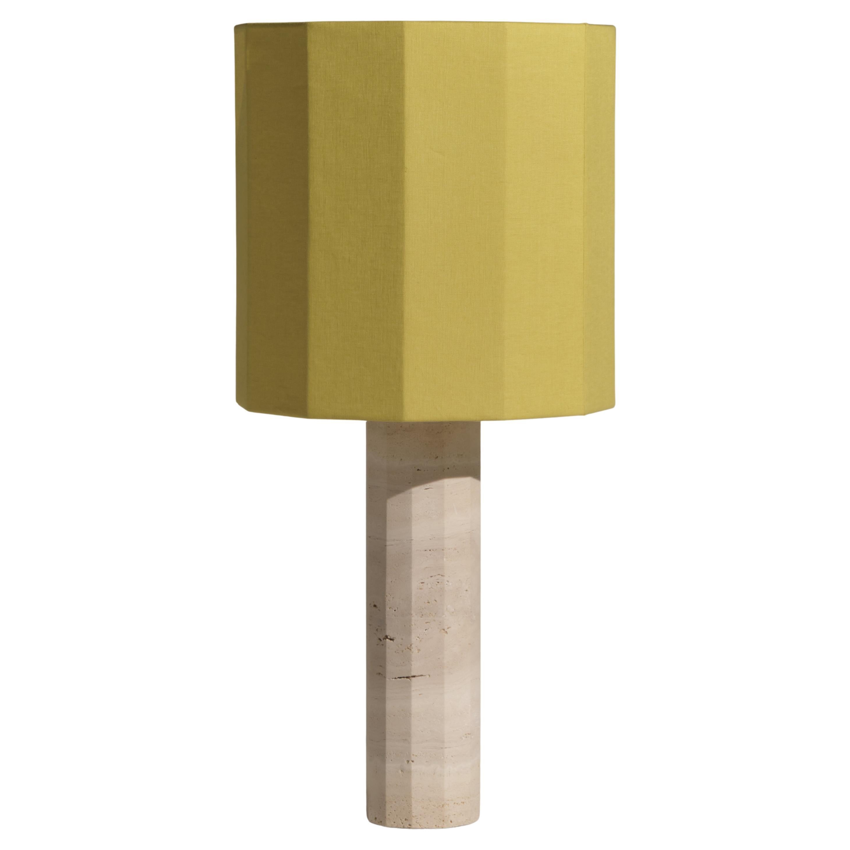 Lampada da tavolo Roma II Dodecagon grande in travertino bianco di NASSI