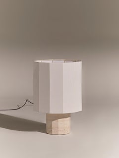 White Travertine Medium Roma II Dodecagon Table Lamp by NASSI