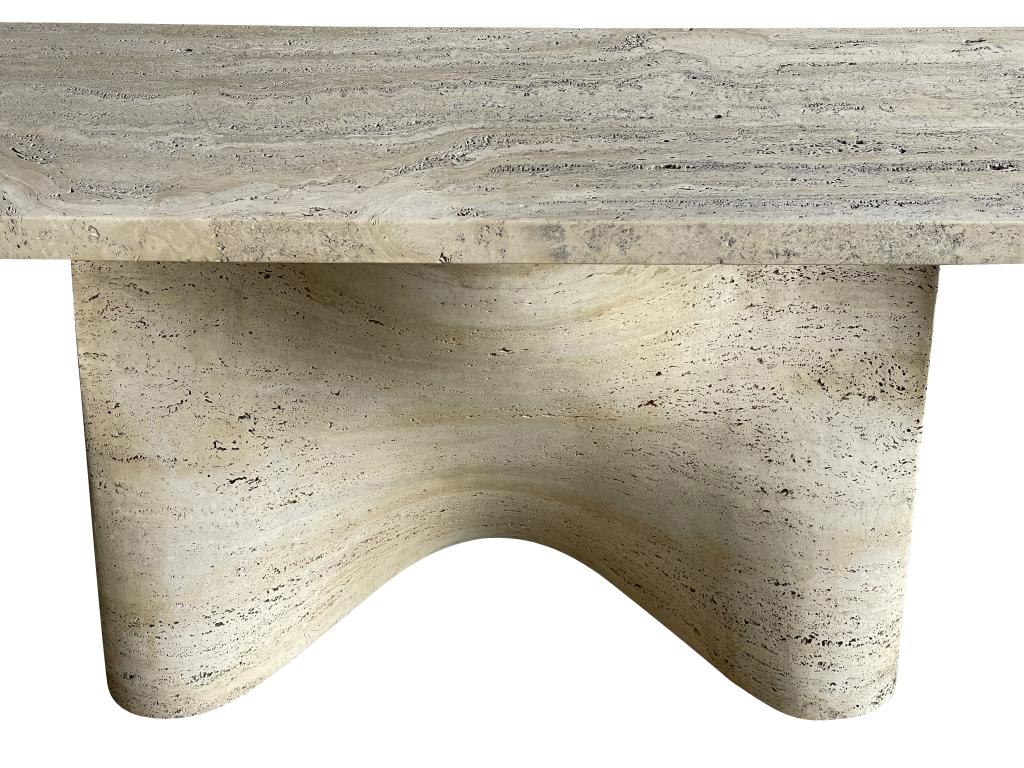 White Travertine Pair Sculptural Form Consoles, Spain, 1970s For Sale 1