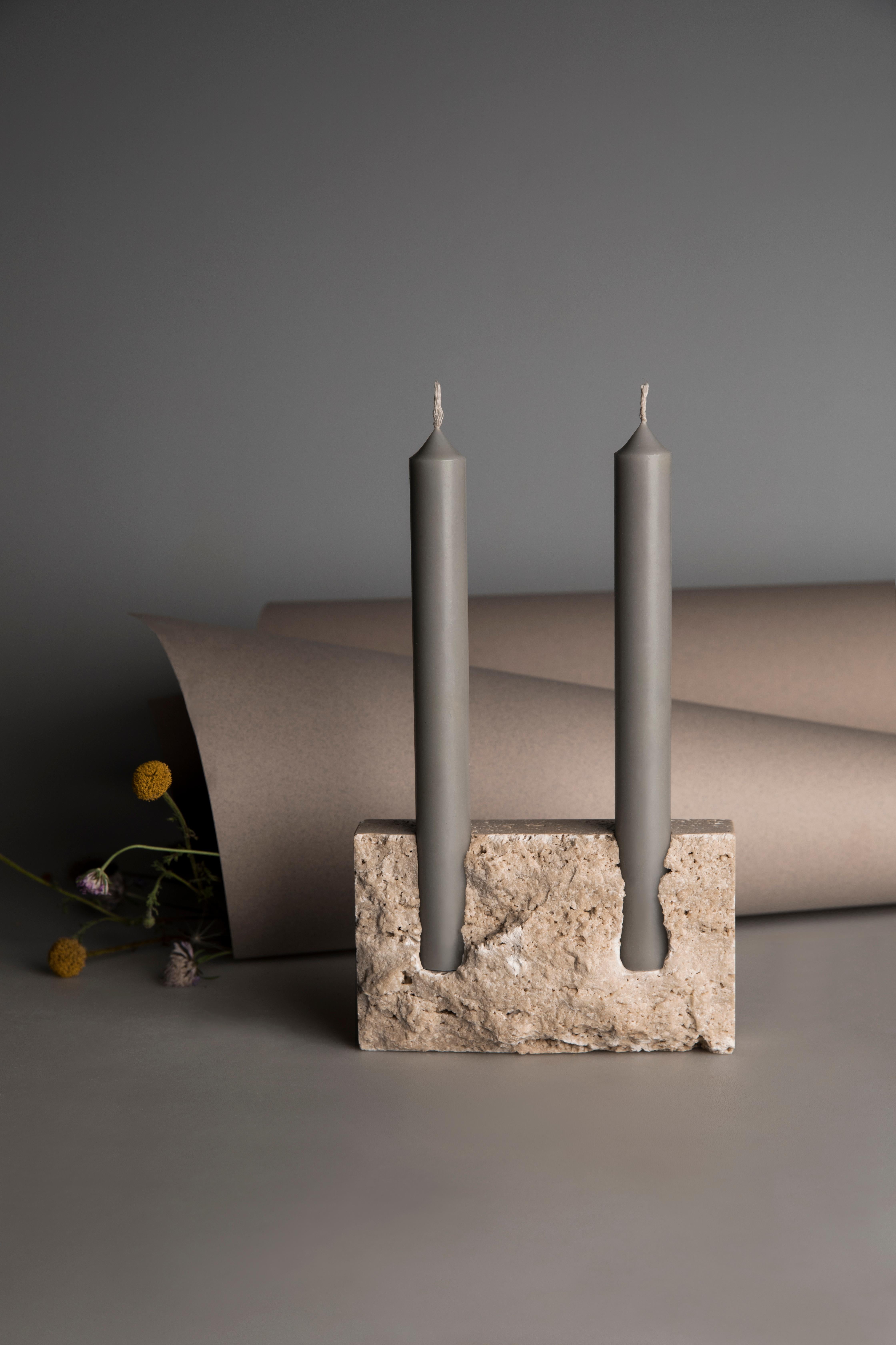 travertine candle holders