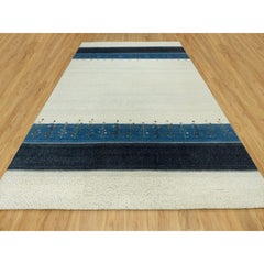 White Tree Design Modern Gabbeh Lori Buft Pure Wool Hand Knotted Oriental Rug