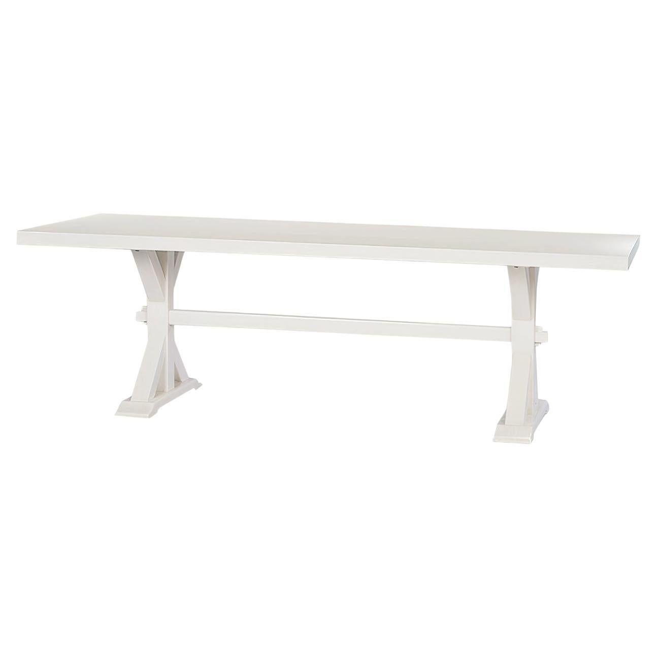 White Trestle Base Dining Table