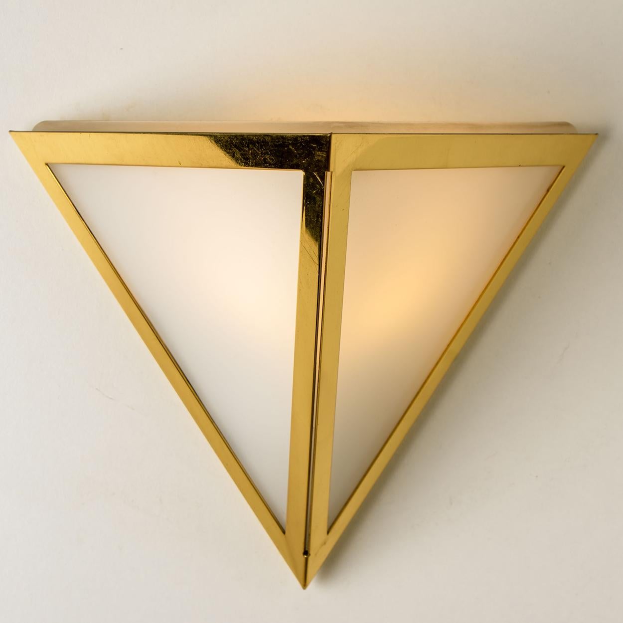 White Triangle Glass Wall Lights by Limburg, 1970s For Sale 3