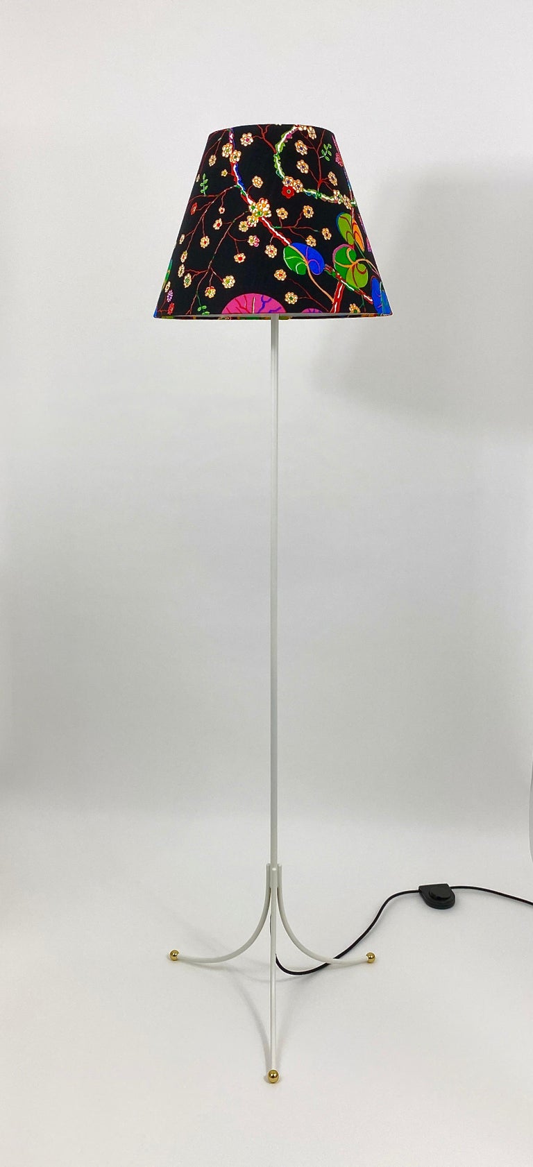 A beautiful Viennese midcentury tripod floor lamp from the 1950s, manufactured by 